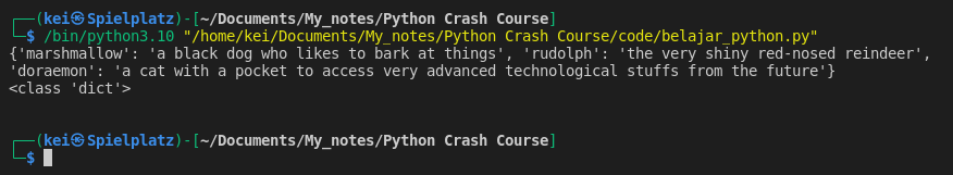 a dictionary example