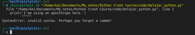 Syntax Error message